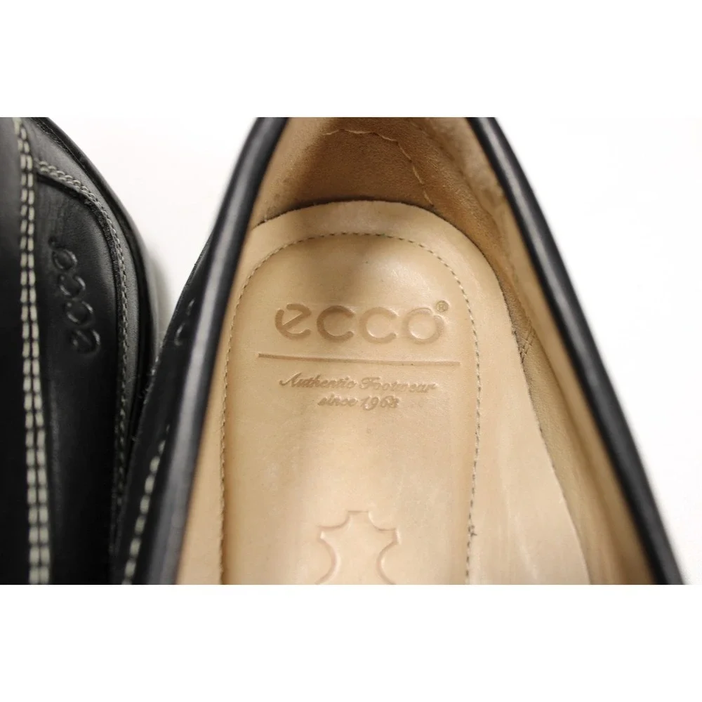 ECCO Mens Driving Loafers Shoes Size US 9.5 EU 43 Black Leather Slip On